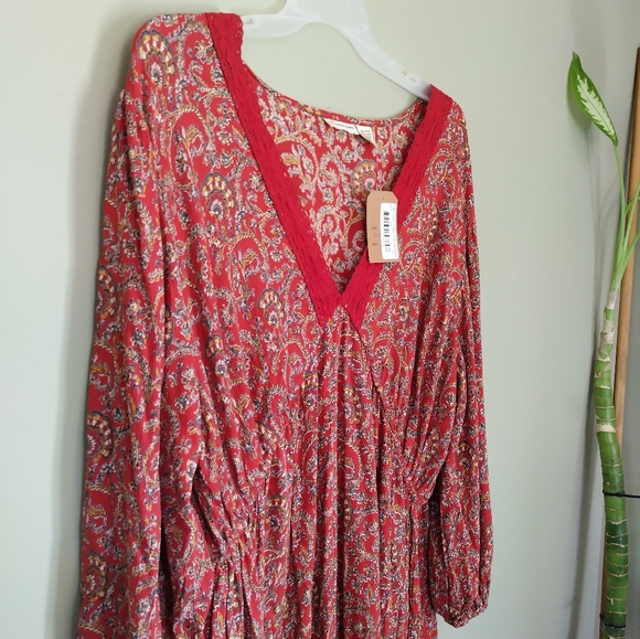 Rust Orange Romantic Gypsy Long Sleeve Bohemian Maxi Dress Sz 3X - Picture 2 of 10